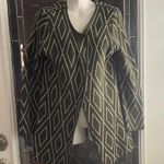 Oliver By Escio Women’s Green White Diamond Thick Open Front Cardigan Sweater Size M Photo 0