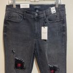 Judy Blue NEW  Skinny Fit Black Buffalo Plaid Patch Distressed Cuffed Jeans 30 Photo 3