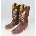 Toro Moro Womens Western Boots Brown Leather Floral Square Cowgirl Rodeo US 4.5 Size undefined Photo 3