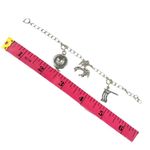 Vintage Silver Plate CHARM BRACELET 6" Horse American Flag Derby Hat Charms Photo 1