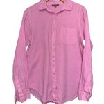 Lilla P Women’s Size S Pink Lavender Crinkle Cotton Double Button Down Shirt Photo 2