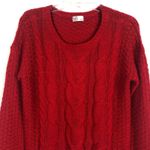 SO  Red Cable Knit Academia Holiday School Workwear Tomato Girl Sweater Sz Small Photo 3
