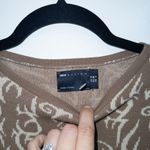 ASOS Design Brown & White Tattoo Pattern Open Back Mini Sweater Dress Size 6 Photo 3