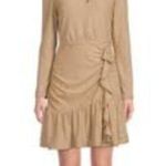 Collective Concepts 🛍️ Gold Mockneck Ruffle Keyhole Mini Dress Size S Photo 1