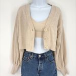 House Of CB London Crop Cardigan Bandeau Set Cream S Fluffy Feminine Romantic Photo 1