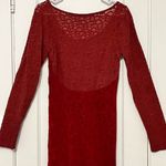 Free People  blouse tunic crimson red size medium boho lace sheer corset Photo 5