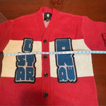 G-Star Raw Unisex Holiday Wool Cardigan Grandpa Chunky Red Beige Blue Sz Large Photo 6