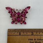 Vintage Pink Rhinestone Butterfly Brooch Gold Tone Sparkly Costume Jewelry Photo 2