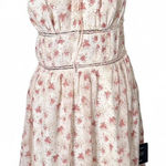 Lulus  Floral Smocked Mini Dress Women's Large White Pink Casual Summer NWT Photo 0