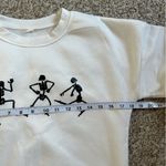 🦋 White Cropped Dancing Skeleton Crew Neck Sweatshirt Halloween Spooky Small Photo 5