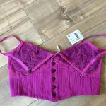 Free People NWT  Have My Heart Cropped Tank Top Raspberry Sherbert Sz XS Photo 5