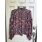 Evereve Floral Print Mock Neck Ruffled Sleeve Blouse Top Women's Size Medium Photo 4