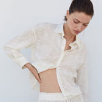 Mango  Embroidered Cotton Shirt Size Small Photo 0