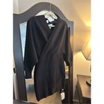 NEW V Neck Sweater Dress Batwing Long Sleeve S NO BELT Black Photo 4