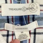 Treasure & Bond  Boyfriend White Plaid Button Up Long Sleeve Blouse Medium Photo 4