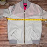 Top Shop Womens IDOL Light Blue Faux Vegan Leather Bomber Jacket Size 4 Small Photo 6