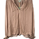 Ryegrass Top Women's Size Medium Taupe Brown Peasant Top Smocked Long Sleeve NEW Photo 0