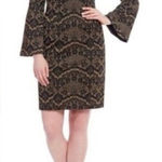 Alex Marie  Aly Sparkly black/Gold Lace Jacquard Bell Sleeve Dress sz 8 Photo 0