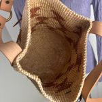 Handmade Raffia boho bucket Crossbody bag hand woven, Crochet & Leather Strap Tan Photo 5