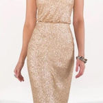 Sorella Vita  Gold Sequin Formal Bridesmaid Holiday Dress Gown size 12 Photo 0