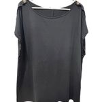 Bloomchic T-shirt Blouse Size 18/20 Black Short Sleeve Button NWT Photo 0