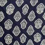 Sim and Sam Navy Medallion Elastic Waist Flowy Wide Leg Pants Size Small White Photo 3