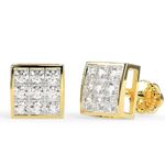 Boutique Awesome New Yellow Gold Filled 9 Clear Round CZ Square Set 9mm Stud Earrings Photo 4