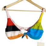 Mara Hoffman  Rio Rainbow Colorblock Front Tie Bikini Swimsuit Top Size Large Photo 0