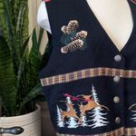 Vintage Embroidered Holiday felt Vest L Grandma Core Black Size L Photo 3