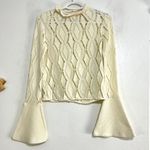 See By Chloe  Bell Sleeve Button Down Knit Sweater, Winter White, size XS Photo 2