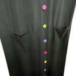 Sweet Jessie 100% Cotton Black Colorful Button Up Short Sleeve Maxi Dress Size L Size L Photo 2