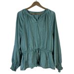 Ann Taylor Blouse Womens L Blue Shirred Peplum Top Feminine Classic European Photo 1