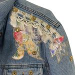Gazoz 80s Embellished Denim Jacket‎ Floral Applique Lace Trim Unique Vintage M Blue Size M Photo 4