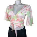 Fabletics  Laila Wrap, cropped floral pink, white green, peach Top Size M new Photo 12