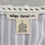 Indigo Thread Co Vest XS Blue White Striped Duster Crochet Fringe Open Front Photo 1
