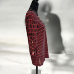 Michael Michael Kors Red Black Geometric Print Gold chain Lace up tunic top Photo 4