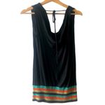 Vintage black scoop neck top medium gold metallic stripes Y2K cut out retro 90s Photo 1