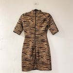 Alice + Olivia Inka Sequin Zebra Print Choker Mini Dress in Black Gold Size 0 Photo 2