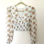 Aritzia Wilfred Puff Sleeve Minty Green Smock Cropped Blouse Tops Sz XS Photo 0