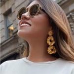 Tory Burch Round Geometric Sunglasses With Case, Black / Gold, Retro Photo 2