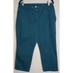 Tommy Bahama  Womens Size 14 Teal Cropped Pants Stretch Preppy Beach Boho Travel Photo 0