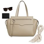 Rebecca Minkoff Gabby Taupe Pebbled Saffiano Leather Large Satchel Tote Bag EUC Photo 0