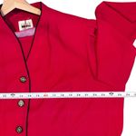 Leslie Fay  Vintage Women Red Blazer Suit Jacket Black Trim Petite Size 22 Photo 9
