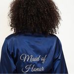 Maid Of Honor House Coat Belted Size Large Blue Photo 1