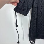 See By Chloe  Mini Dress Black Boho Crochet Ballon Sleeve Brunch‎ Wedding Guest Photo 5