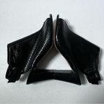 Merona Black Faux Leather Netted Peep Toe Block Heels Photo 3