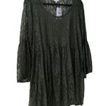 H.I.P. NWT π« 2-Piece Set, Olive Green Sheer Lace Retro Peasant Top+Tank Top, 1X Photo 1