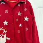 Take Two Red Snowman Button Up Shacket Size Medium Photo 2