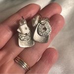 Premier Designs  Boho Hammered Silver Layered Pearl Dangle Earrings Photo 4