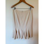 Escada Pull On Fishtail Knee Length Skirt Wool Ruffle Back Cream Women's Size 38 Photo 1